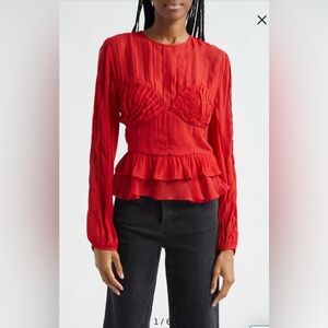 Farm Rio Pleated Peplum Top